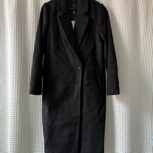 NEW Quince black Italian wool single-breasted overcoat women's size medium